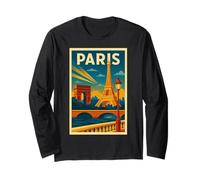 Vintage Paris Travel Poster Retro Art Deco France Long Sleeve T-Shirt