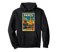 Vintage Paris Travel Poster Retro Art Deco France Pullover Hoodie