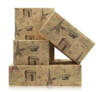 Vintage Paris Wrapping Paper, 4 Sheets Romantic French Paris Eiffel Tower Arc de Triomphe Wrap Paper 50x70cm, Kraft Traveller Gift Wrap Folded Flat for Birthday or Wedding