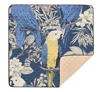 Vintage Parrot Pattern Baby Play Mat for Floor, 127x127 CM Playpen Mat,Thicken Soft Non-Slip Tummy Time Mat for Toddlers and Infants