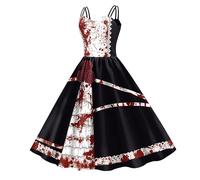 Vintage Party Dress Womens Steampunk Rockabilly Butterfly Sleeve Retro Costume Pumpkin Skeleton Print Drawstring Corset Women UK Size Costumes For Halloween Medieval