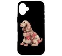 Vintage Patchwork Cocker Spaniel Dog Quilt Style Case for iPhone 16 Plus