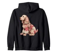 Vintage Patchwork Cocker Spaniel Dog Quilt Style Zip Hoodie