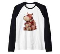 Vintage Patchwork Hippo Cute Boho Nursery Raglan Baseball Tee