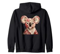 Vintage Patchwork Koala Cute Floral Animal Portrait Zip Hoodie