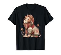 Vintage Patchwork Lion with Hearts Nursery T-Shirt
