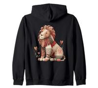 Vintage Patchwork Lion With Hearts Nursery Zip Hoodie