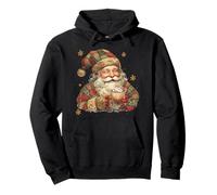 Vintage Patchwork Santa Claus Hot Cocoa Christmas Holiday Pullover Hoodie