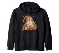 Vintage Patchwork Santa Claus Hot Cocoa Christmas Holiday Zip Hoodie
