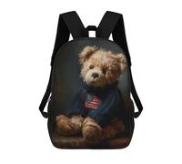 Vintage Patriotic Teddy Bear Backpack Cartoon Plush Bag, 3D Backpack for Kids School Bag Birthday Gift Idea for Boys And Girls 17inch