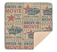Vintage Pattern Drive-in Posters Large Stylish Baby Playmat for Floor Water Resistant Padded Baby Mat for Baby Toddler Infant, 50'' x 50''
