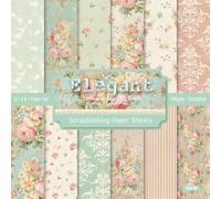 Vintage Pattern Scrapbook Paper Pack, 24 Sheets 6x6 Inches, Premium Cardstock for Origami, Scrapbooking, Decoupage, Card Making, Craft Paper Sheets for Journaling & DIY Projects (Pink Flowers)
