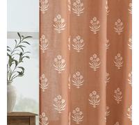 Vintage Patterned Curtains 96 Inches Long for Living Room 2 Panel Set,Pattern Sheer Floral Farmhouse Boho Hippie Aztec Fall Linen Decorative Curtains for Bedroom,Terra Cotta Rust Burnt Orange