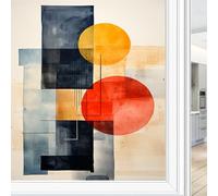 Vintage Patterns Window Film Decorative Colourful Geometric Pictures Stained Glass Window Film Sun Blocking Heat Control No Glue Window Covering Film for Home Office 60 x 90 cm