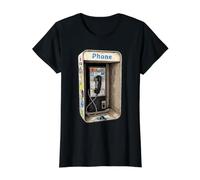 Vintage Pay Phone Nostalgia Value Graphic T-Shirt, Women, Black, M