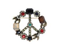 Vintage Peace Sign Peace Symbol Brooch Pin Retro Rhinestone Circle Pin Love Peace Anti-war Jewelry, Zinc, no gemstone