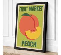 Vintage Peach Market Retro Canvas Wall Art Print 18x12 Inch | Ready to Hang, Gallery Wrapped, Fade-Resistant Inks, Securely Packaged, UK Made