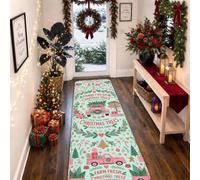 Vintage Peach Truck Christmas Tree Quote Pickup Runner Rug 2x6