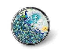 Vintage Peacock Floral Botanical Badge Round Badge Pin Button Lapel Pin Print Brooch Gifts for Men Women 1 Inch