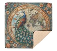 Vintage Peacock Pattern Soft Foam Baby Play Mat for Floor Waterproof Foldable Infant Play Mat for Babies Infants Toddlers, 50'' x 50''alfombra de juegos