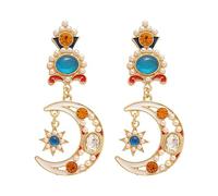 Vintage Pearl Moon Star Drop Earrings French Royal Silver Post