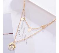 Vintage Pearl Necklaces For Women Multilayer Chain Crystal Moon Pendants Charm Gold Necklaces Bohemian Choker Jewelry-Gold 089