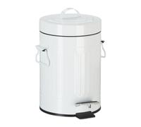 Relaxdays Pedal Bin, Vintage Under Kitchen Counter & Bathroom Bin, Metal, 3 L, White