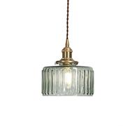 Vintage Pendant Lamp Green Retro Industrial Vintage Loft Style Glass Ceiling Wall Lamp E27 Brass Finish Bar Flexible Twisted Pair Ceiling Hanging Light for Bar Bedroom and Corridor, Without Bulb