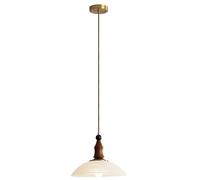 Vintage Pendant Light - Adjustable 59" Hanging Wire, Glass Shade & Rubber Wood Accents - Elegant Walnut Tone for Dining Room, Kitchen Island & Cafe Ambient Lighting