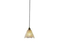 Vintage Pendant Light, Cut Glass Shade Mini Hanging Lamp with Antique Brass Finish, E27 Adjustable Cord, Bell Fixture for Kitchen Island, Dining Room, Bar, Elegant Accent Lighting