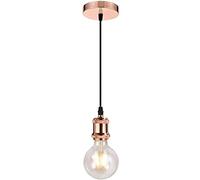 Vintage Pendant Light Fitting, iDEGU Industrial Ceiling Light Shade, Retro E27 Edison Style Lamp Holder, Suspended Pendant Ceiling Light Fitting (Rose Gold, 10cm Base)