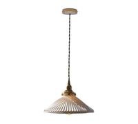 Vintage Pendant Light Hanging Lamp, Japanese Style Ceiling Fixture w/Pleated Ceramic Shade & Brass Accents, Adjustable Cord E26 Base for Kitchen Island, Dining Room, Bedroom
