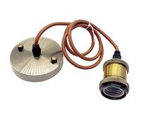 Vintage Pendant Light Industrial Style 1M Round Braided Cable with E27 Lamp Holder Suspension Pendant Light Kit Antique Brass