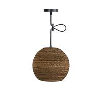 Vintage Pendant Light Paper Lantern Hanging Lamp Natural Brown Cardboard Chaner, Adjustable Height Pendant Lights for Dining Table Farmhouse Restaurant (B)