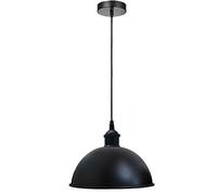 Vintage Pendant Light Shade | Height Adjustable E27 Base Retro Industrial Round Light Shade | Modern Ceiling Light Fitting | for Loft Coffee Shop Bar Bedroom Kitchen [Energy Class A+++] (Black)