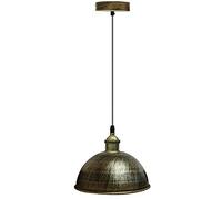 Vintage Pendant Light Shade | Height Adjustable E27 Base Retro Industrial Round Shape | Modern Ceiling Light Fitting | for Loft Coffee Shop Bar Bedroom Kitchen [Energy Class A+++] (Brushed Brass)