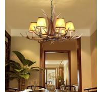 Vintage Pendant Lights Resin Antler Chandelier Height Adjustable Dining Table Rustic Hanging Lamp E14 Holder for Dining Room Lamp Living Room Bar Cafe Corridor Clothing Store Lighting Fixture(6 heads)