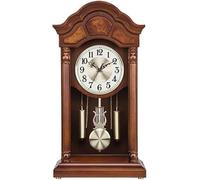 Vintage Pendulum Wall Clock, Solid Wood Chiming Clock for Living Room, Automatic Night Stop Feature
