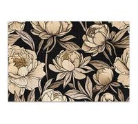 Vintage Peony Flowers Beige Black Adult Puzzles 1000 Pieces Jigsaw Animal Flower Art Custom Difficult Jigsaw Puzzle White Elephant Gifts Funny, 29.5x19.7 Inch