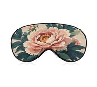 Vintage Peony Flowers Sleep Mask Comfort Travel Eye Masks with Adjustable Elastic Strap Soft Funny Block Light Sleep Eye Cover for Side Sleeper for Nap Men Women Gift