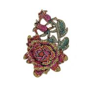 Vintage Peony Rose Brooch for Women, Full Rhinestone Floral Pin, Retro Alloy Jewelry, Large Statement Flower Brooch for Anniversary, Valentine’s Day, Birthday, Prom (3.74"x2.56")