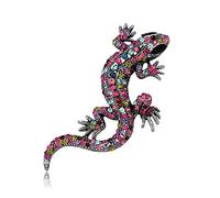 Vintage Personality Crystal Lizard Brooch Pin Colorful Geckos Animal Brooches Clothes Hat Decorations Jewelry Statement Gift
