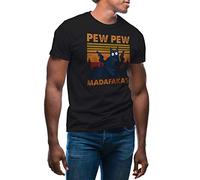 Vintage Pew Pew Madafakas Motherfuckers Cat with Guns Men's Black T-Shirt Size L