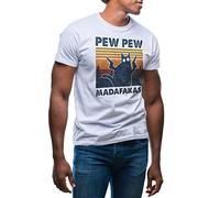 Vintage Pew Pew Madafakas Motherfuckers Cat with Guns Men's White T-Shirt Size M