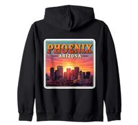 Vintage Phoenix City Arizona Skyline Sunset Retro Sun Urban Zip Hoodie