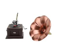Vintage Phonograph Model, Retro Record Player, Iron Erosion Gramophone Ornament with Exquisite Workmanship, Nostalgic Gramophone Turntable for Home Decor and Collector's (Red Bronze)