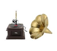 Vintage Phonograph Model, Retro Record Player, Iron Erosion Gramophone Ornament with Exquisite Workmanship, Nostalgic Gramophone for Home Decor and Collectors (Bronze)