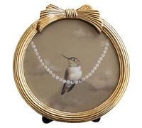 Vintage Photo Frame for Wedding Photos, 6-Inch Rectangular with Knot Pattern Round with Bow, Metal and Glass(4-inch)