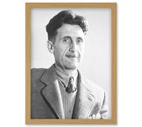 Vintage Photo Portrait 1984 Writer Author George Orwell Artwork Framed Wall Art Print A4 Artery8 Light Oak One Size