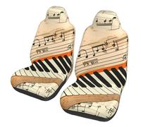 Vintage Piano Keyboard 2 Pcs Car Seat Cover Sets Retro Music Note Universal Fit Front Seat Protectors for Most Cars and SUVs, Easy Install